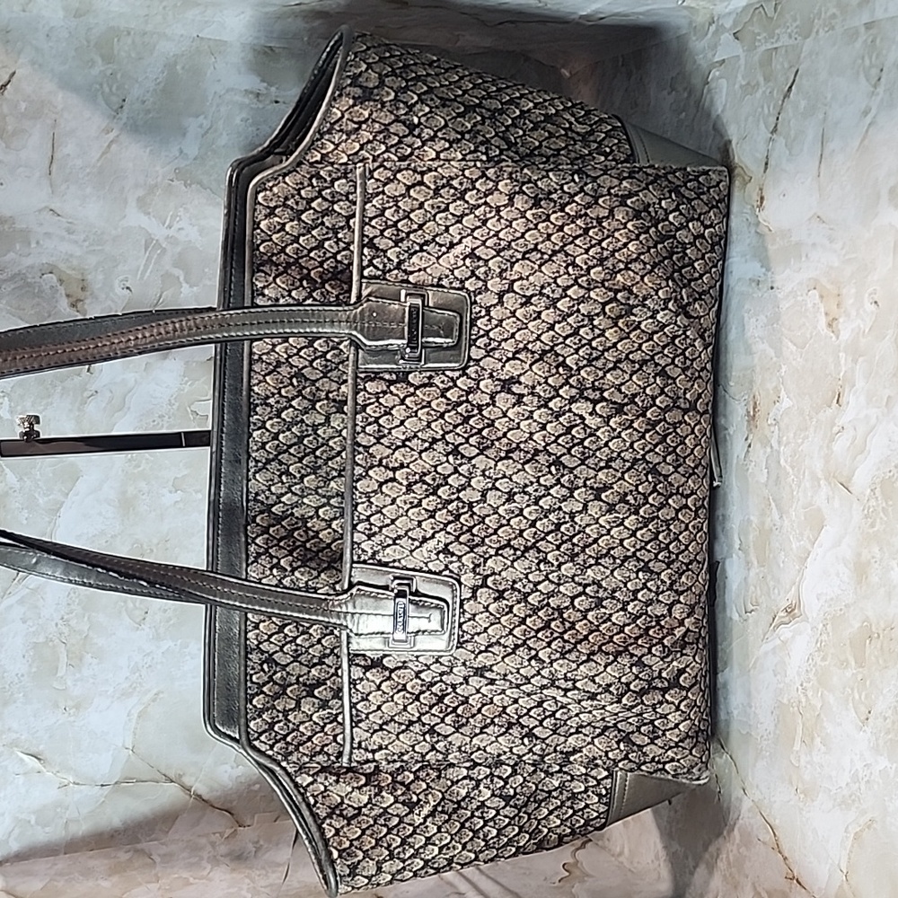 Coach Brown Patterned Tote with Dark Trim, excellent condition
